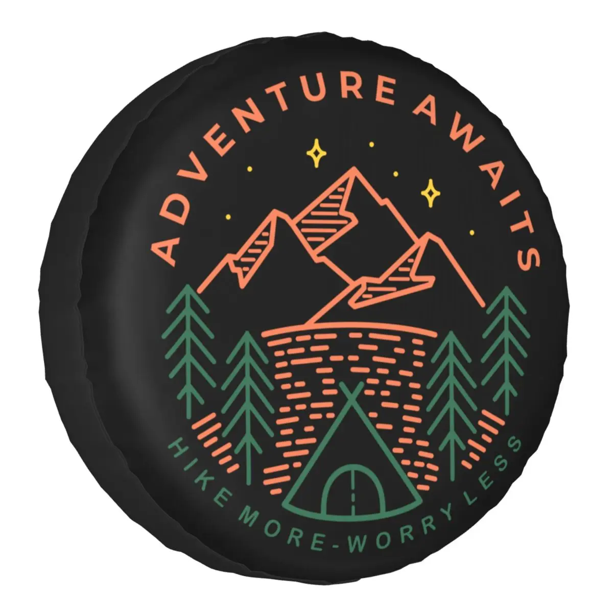 

Custom Adventure Awaits Camping Spare Tire Cover for Prado Pajero Jeep Hike More Worry Less 4WD 4x4 SUV Car Wheel Protectors