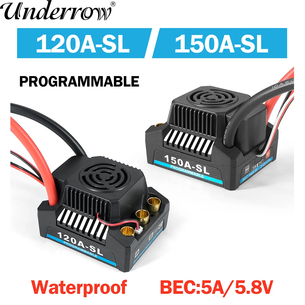 

Platinum 120A 150A 2-4S Waterproof Brushless ESC with 5.8V-6.1V/3A BEC for 1/10 1/12 1/14 RC Car Truck Model Toys