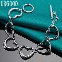 925 sterling silver six heart chain bracelet for women men party engagement wedding fashion jewelry
