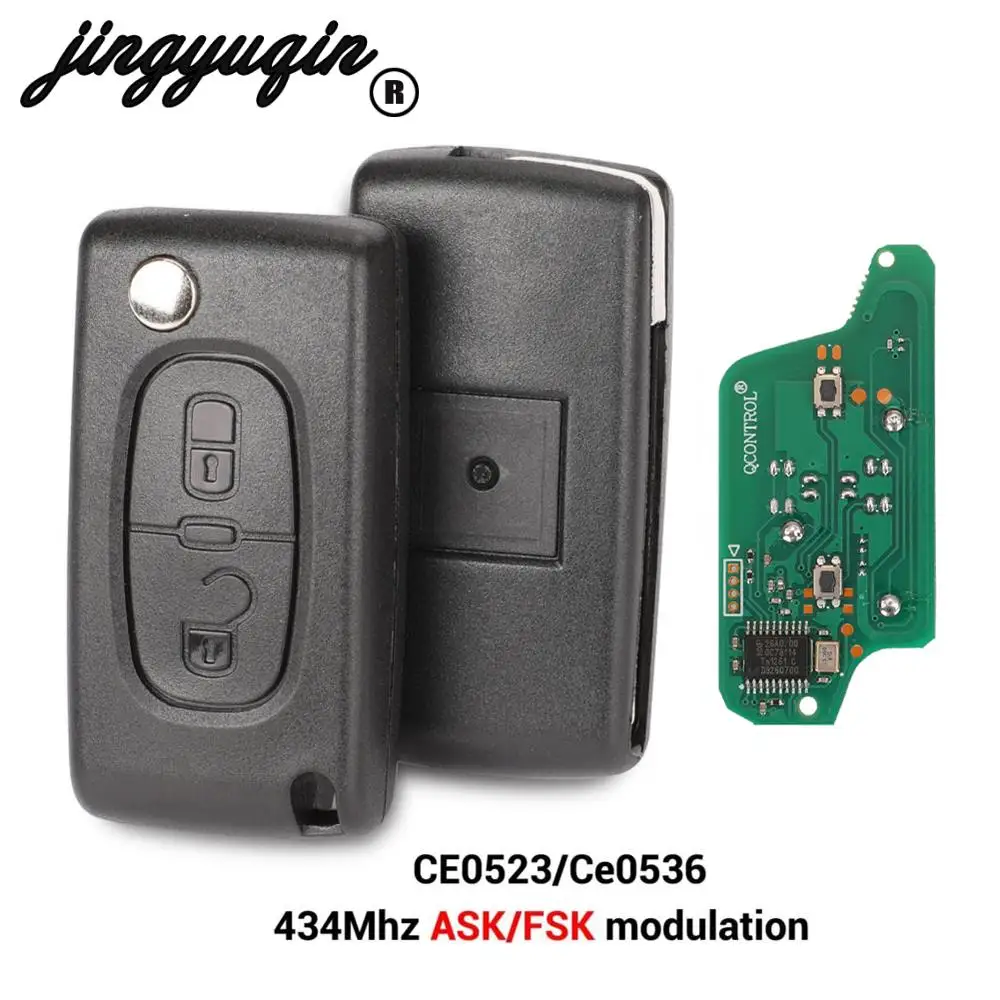Фото Jingyuqin 2 кнопки дистанционный складной ключ для Peugeot 207 307 308 3008 407 433 МГц PCF7961 /41 ASK FSK CE0536 CE0523 HU83 VA2 №1