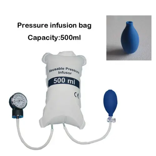 

w/ Gauge & Hand Pump Ball Blood Pressure New ICU/CCU 500ml Infusion Bag