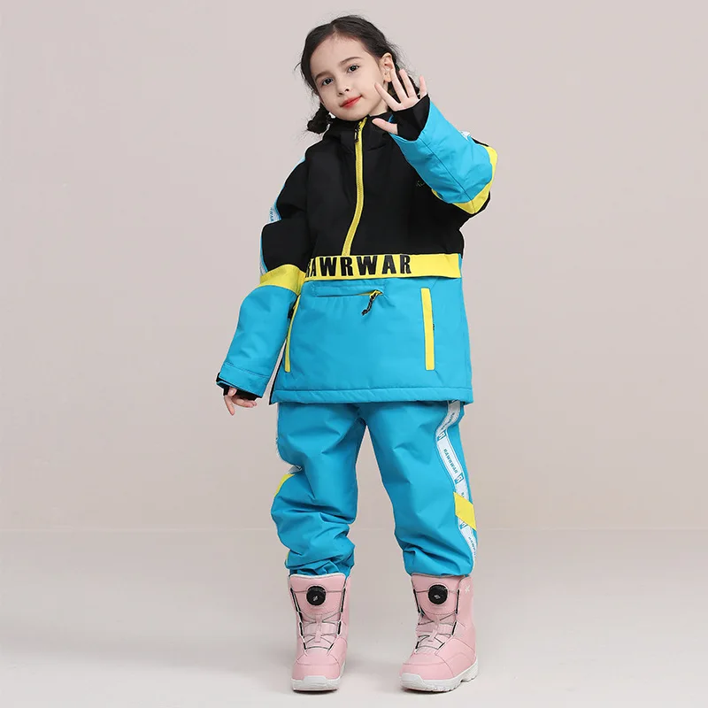 

2023 Winter New Children Ski Suit Girls Boys Warm Outdoor Snowboard Jacket Overalls Kids Ski Set Snow Pants Windproof Waterproof