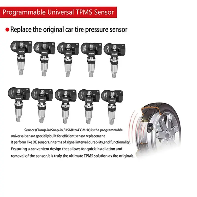 Фото A03Z-40 шт. программируемый датчик давления в шинах TPMS для инструментов Autel TS408 TS508 ITS600 315 МГц+433 МГц 2 в 1 MX сенсор-монитор №4