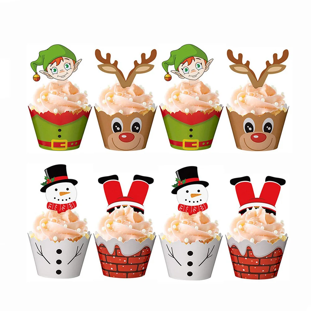 

Christmas Cake Cupcake Toppers Wrappers Decorations Mini Picks Wrapper Paper Party Liners Birthday Cups Supplies Muffincute