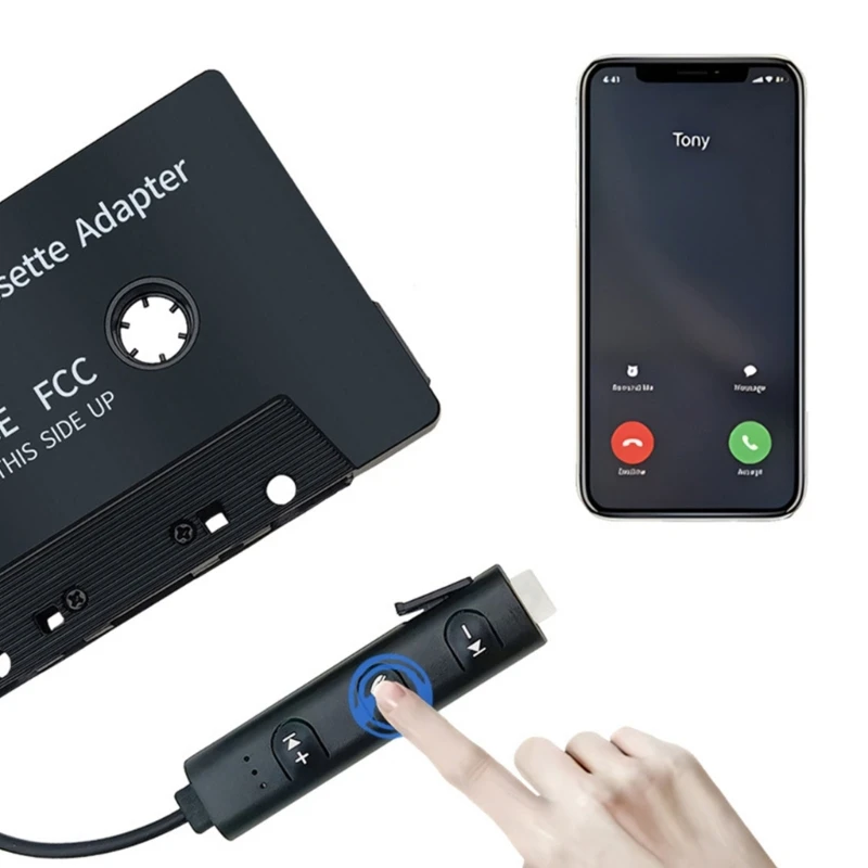 Беспроводной автомобильный аудиокассетный адаптер со встроенным микрофоном и
