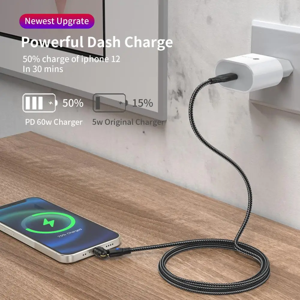 Фото Магнитный Usb-кабель для передачи данных, 60 Вт №1