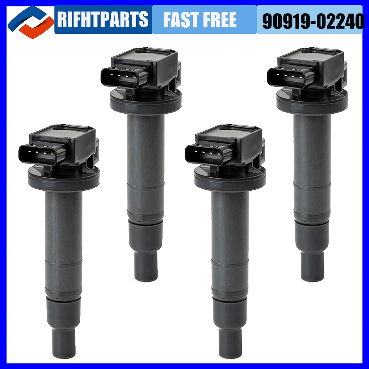 

RIGHTPARTS 4Pcs 90919-02240 90919-02265 Car Ignition Coil For Toyota Yaris Prius xA xB Echo 1.5L 9091902240 90919 02240 673-1306