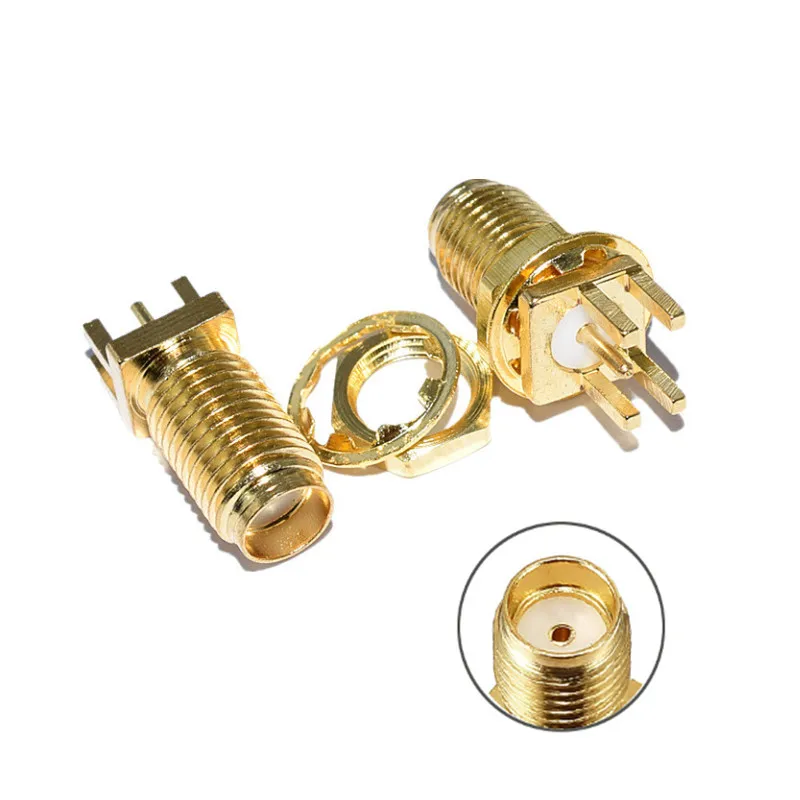 Conector de SMA-KE hembra SMA dorado, 50 piezas, Clip de soldadura PCB, montaje en borde, adaptador RF recto, 18mm