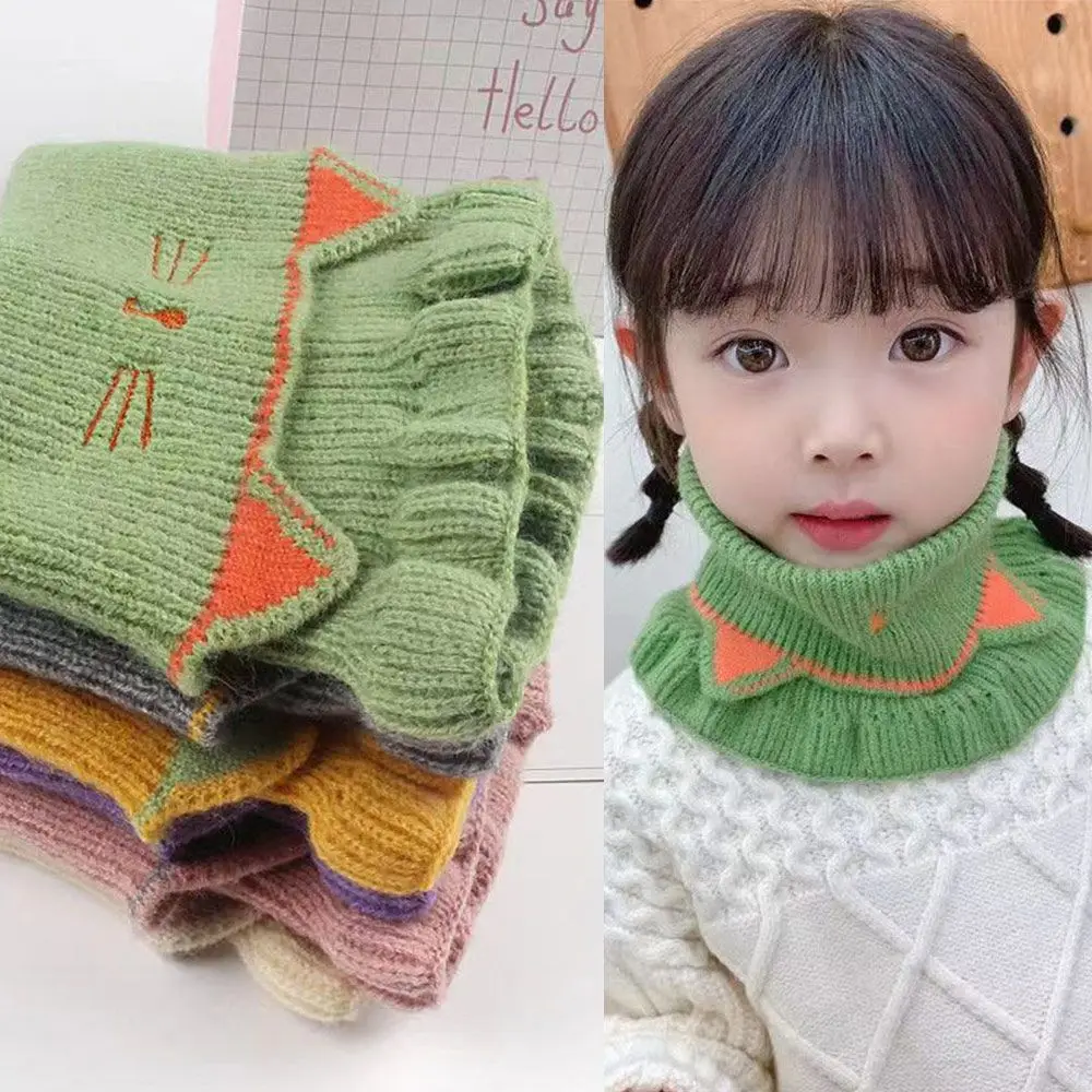 

Вязаный детский шарф зимние милые Мультяшные кошачьи уши с оборками теплые шарфы для девочек детские теплые шарфы воротник круглые зимние ...