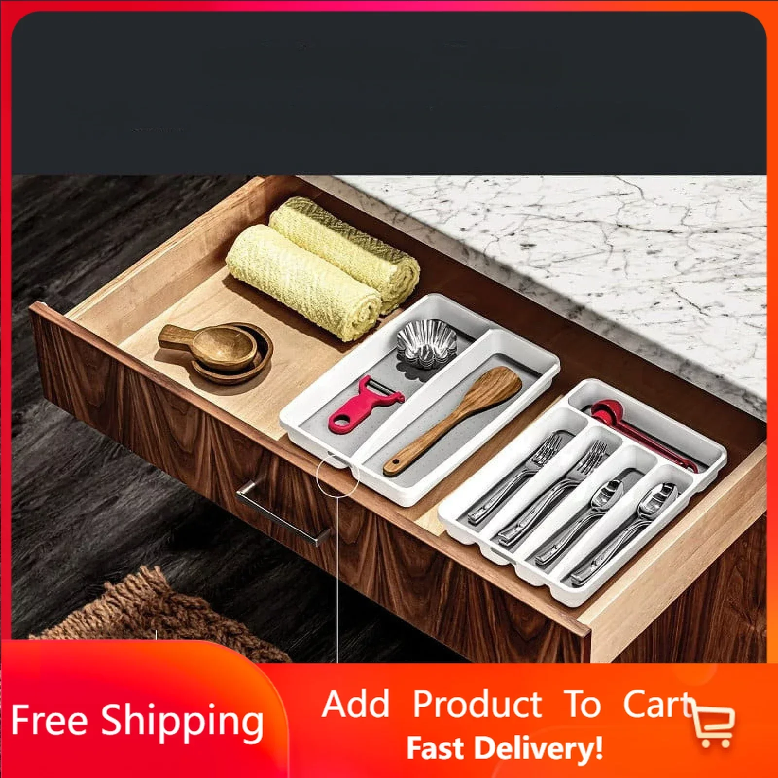 

Multipurpose Storage Tray Drawer Organizer, White, Trays,Kitchen Storage, Food Tray,decorative Tray, Cutlery Organizer Rapid Tra