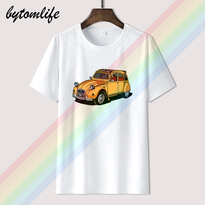 

Citroen 2CV French Car T-Shirt Summer Print Black T Shirt Clothes Popular Shirt Cotton Tees Amazing Short Sleeve Unique Men Tops