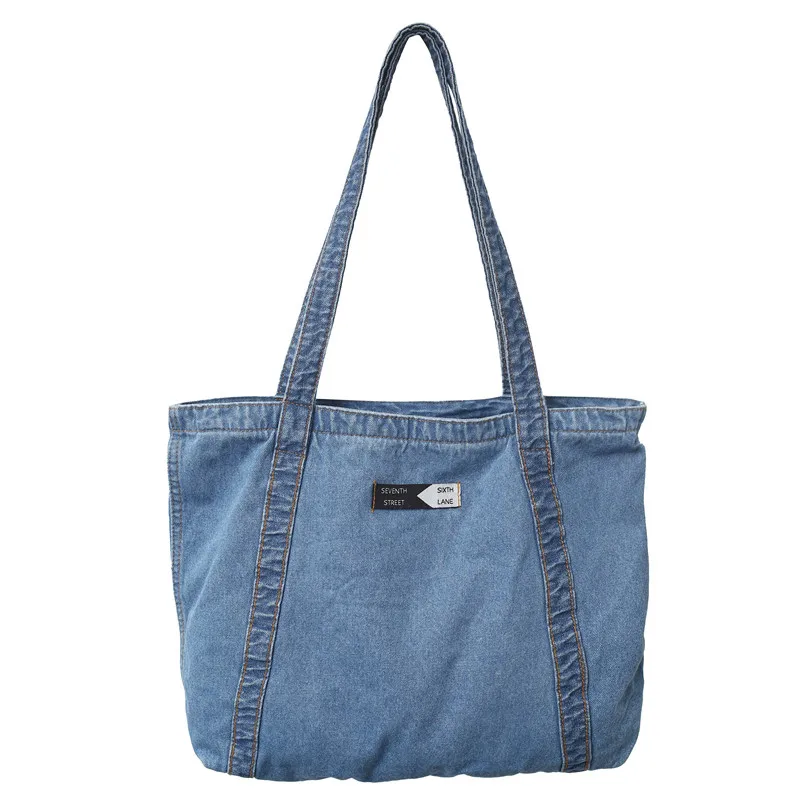 Denim Bags For Women 2022 Large Capacity Shoulder Bag Casual Tote Bag Female Jeans Handbags Big Shoppers Eco Bag Korean Fashion