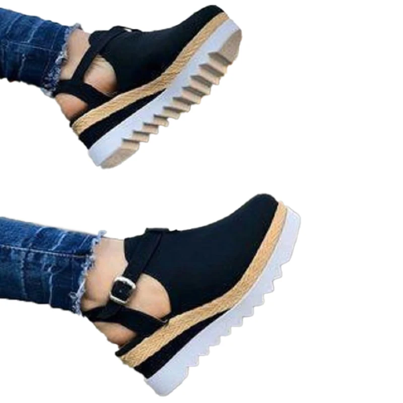 

Женские летние сандалии DAFENP, модные повседневные женские сандалии на платформе с ремешком и пряжкой, большие размеры