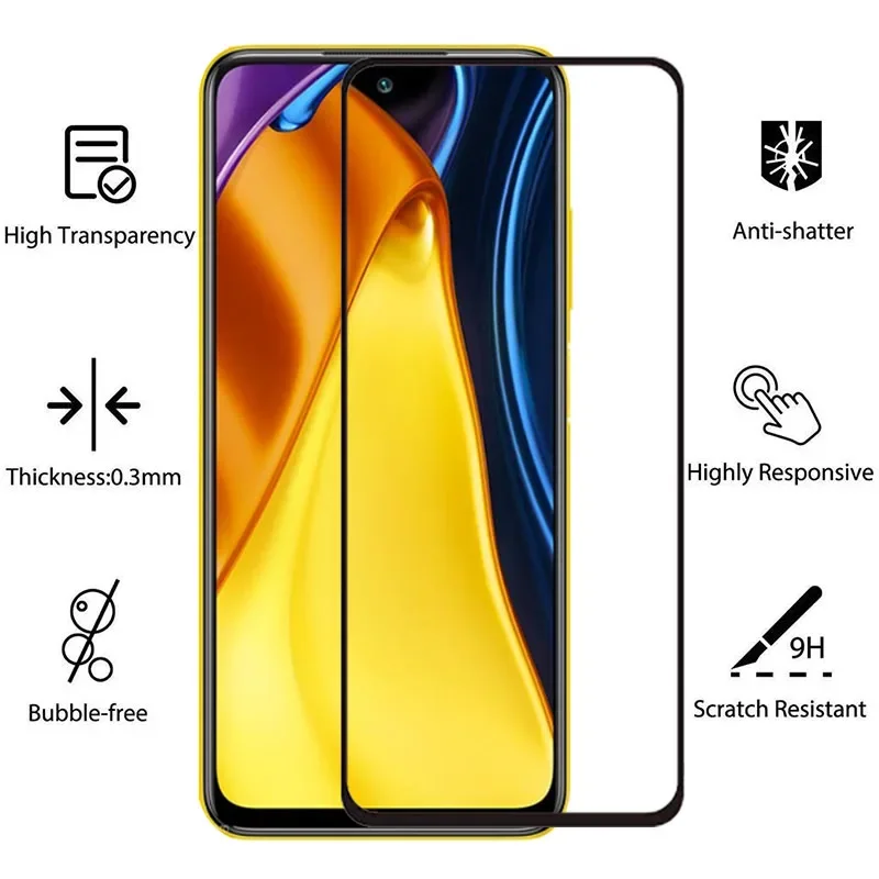 Защитный чехол из закаленного стекла 9d для xiaomi poco m3 pro на pocom3pro m 3 м m3pro 4g 5g защитная