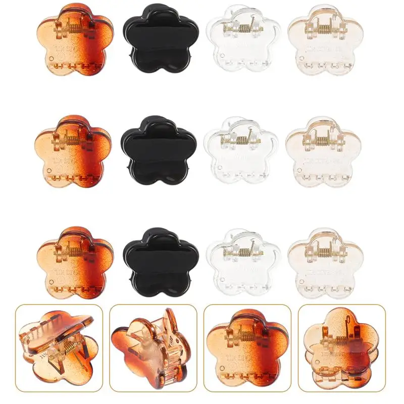 

12Pcs Lovely Flower-shaped Hair Clasps Mini Hair Claw Clamps Hair Claw Clips Girl