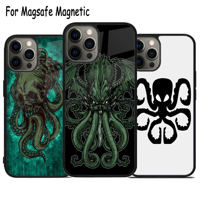 Cthulhu Fhtagn Готический беспроводной зарядный Magsafe чехол для телефона iPhone 15 16 14 13 11 12 Pro