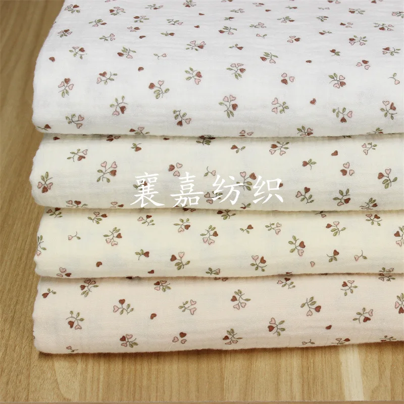 

Double Cotton Gauze Crepe Small Floral Cloth Baby Clothing Bedding Fabric 100% Cotton