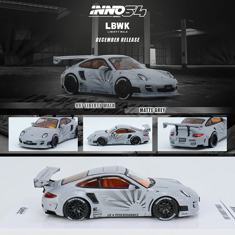 

INNO 1/64 Model Car 997 LIBERTY WALK Alloy Die-cast Vehicle - Matte Grey
