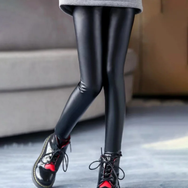 Леггинсы из искусственной кожи для девочек Осень-зима