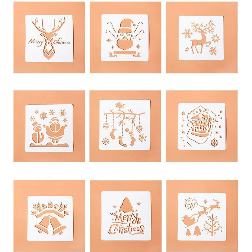 

12Pcs Christmas Stencils Template, DIY Craft Drawing Stencil, Hollow Santa Elk Stencils Painting Templates Tools Journal