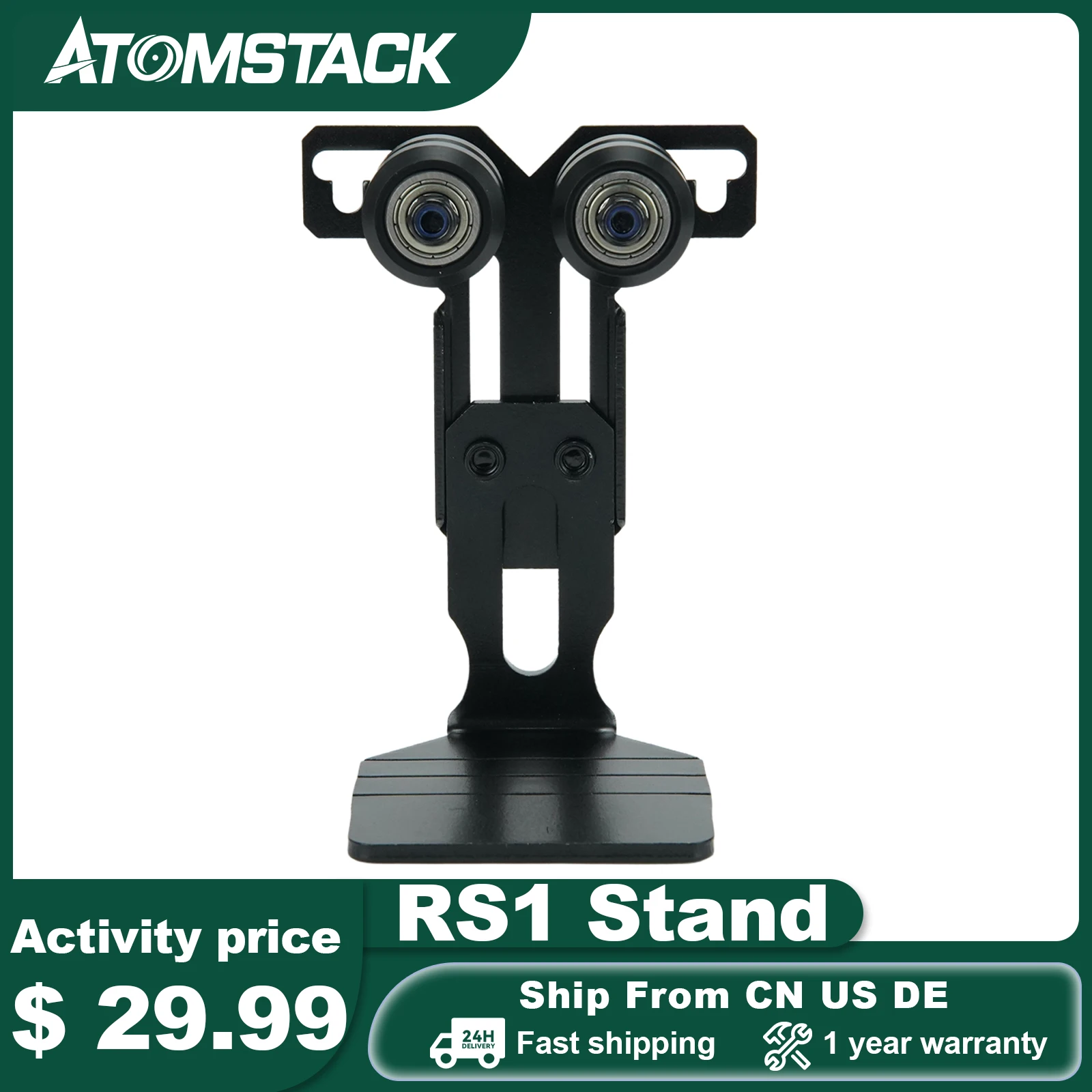 

Подставка ATOMSTACK RS1 для вращающегося ролика, совместимая с 95% от лазерного гравировального станка, ролик Ortur Neje Twotress, устойчивая опора на основе