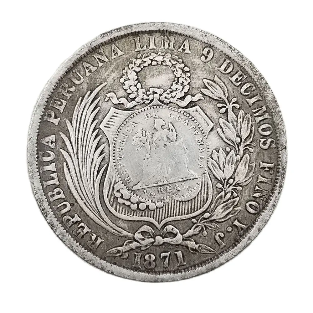 

Peru 1871 Commemorative Coin Collection Fifty Dollar Souvenirs Home Decoration Crafts Desktop Ornaments Gift