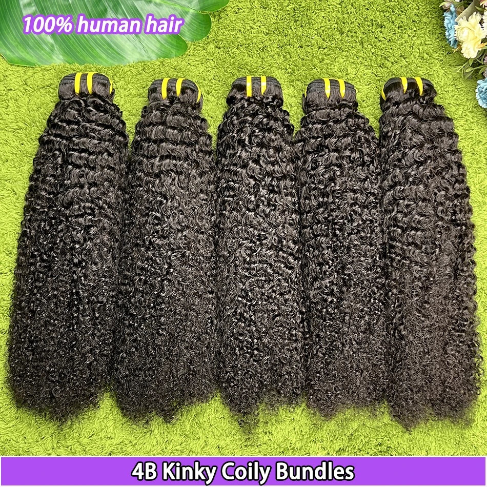 Фото Наборы кудрявых волос 4B Kinky Curly # Натуральные черные волосы 1B, двойная прядь, для наращивания, 1/2/3/4 пучка, необработанные, натуральные, девственные волосы №1
