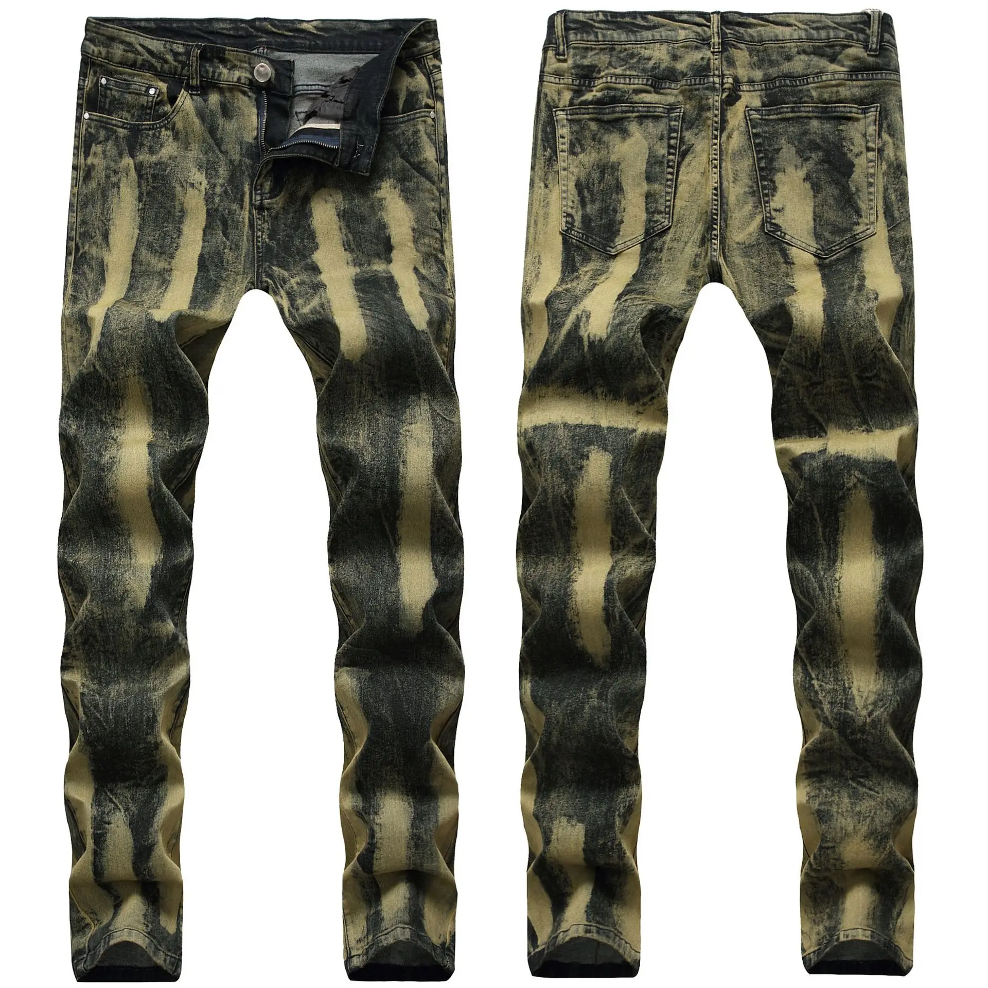 

Mens Jeans 2022 Mens Fashion Casual Slim Denim Pants Biker Hole Hip Hop Elastic Jeans 88-7