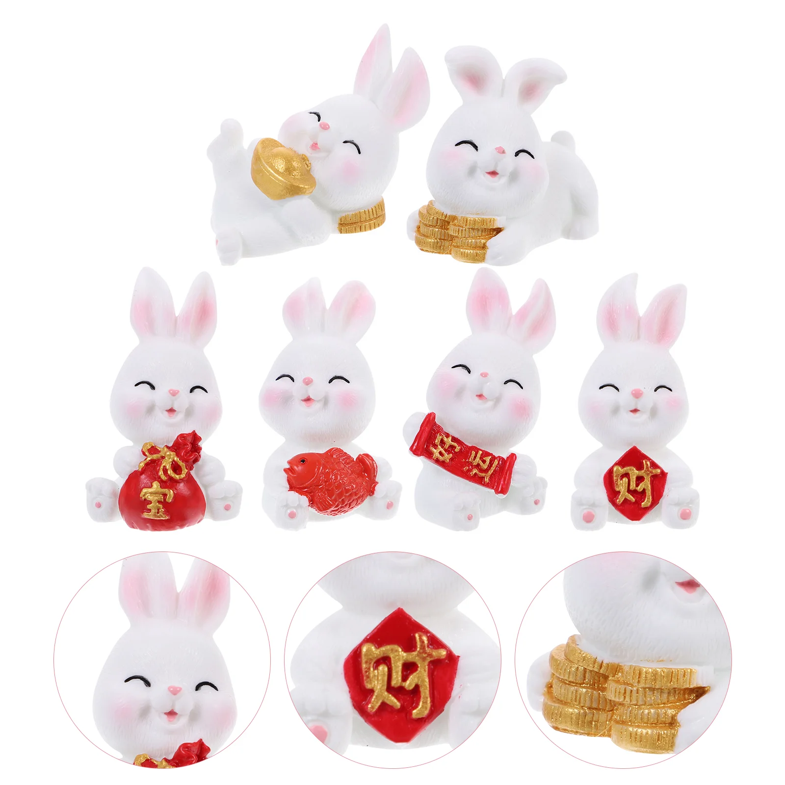 

Rabbit Figurine Bunny Zodiac Decoration Chinese Statue Year Animal Shui Feng New Figurines Miniature Tiny Lucky Landscape Micro