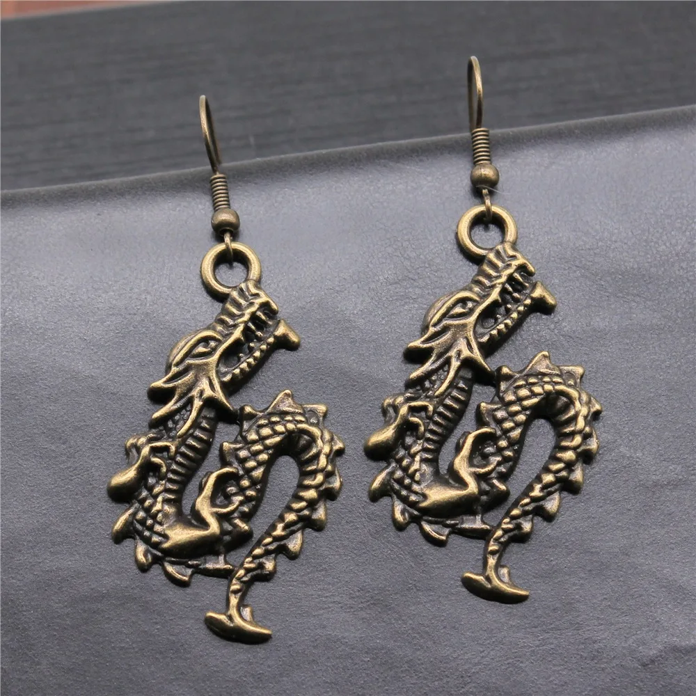 

Женские винтажные серьги-подвески в виде дракона