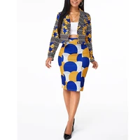african fashion blazers set women oversized short blazer print skirt suit 2021 new spring autumn high waist skirt business suit