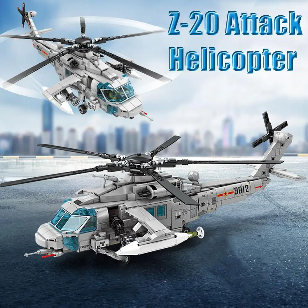 

BZDA Construction Homemade Helicopter Brickheadz Airplane Aircraft Toy Blocks Military Plane Soldiers Model Brick Swat Cars Toys