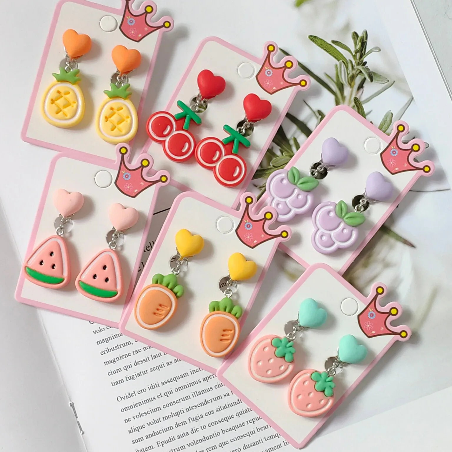 

Lovely Cute Fruit Resin Cute Non Piercing Clip On Earring Girls Kids Party Colorful Earrings Christmas Gifts