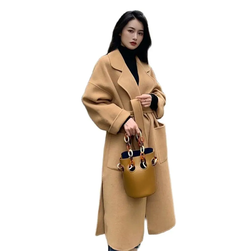 

New Women Jackets Winter Woman Woolen Coats With Belt Loose Elegant Female Outerwear 2022 Spring Autumn Trendy Lady Outerwear