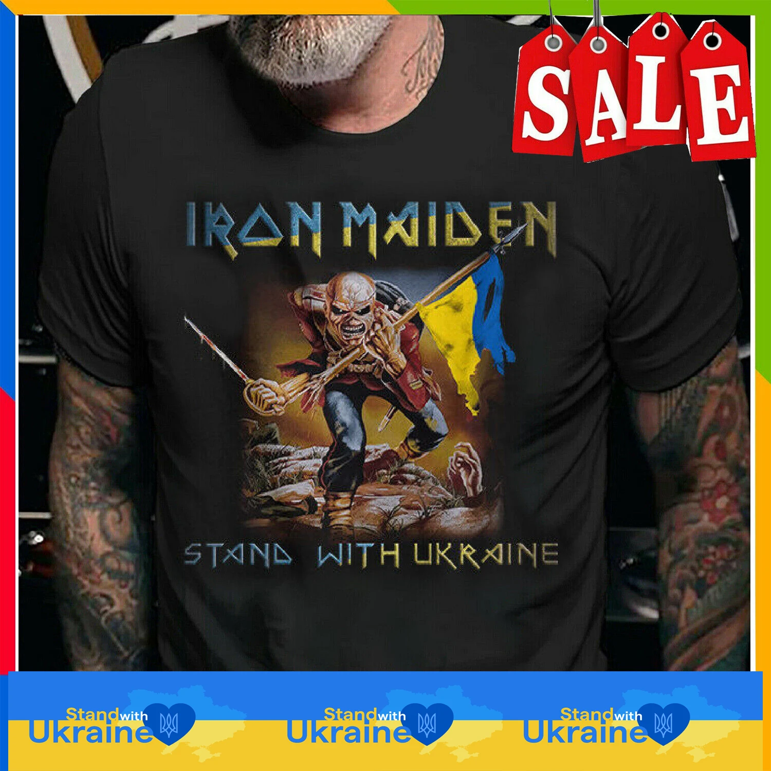 

Legacy of The Beast Heavy Metal Rock Pray Tropper Ukrainian Flag T Shirt New 100% Cotton Short Sleeve O-Neck Casual Mens T-shirt