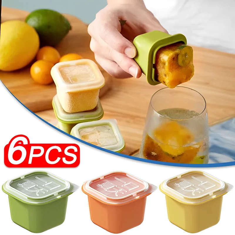 

6/1PCS Large Ice Block Mold Silicone Ice Cube Maker Square Frozen Ice Hockey Molds for Whiskey Juice Coffee Drink Ice Cream Tool