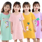 Новинка 2020, детские пижамы, летние платья, детские пижамы для девочек, хлопковая ночная рубашка принцессы с единорогом для девочек, домашняя одежда, одежда для сна для девочек