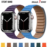 leather strap for apple watch band 44mm 40mm 45mm 42mm 38mm magnetic loop belt bracelet apple watch series 7 watchband