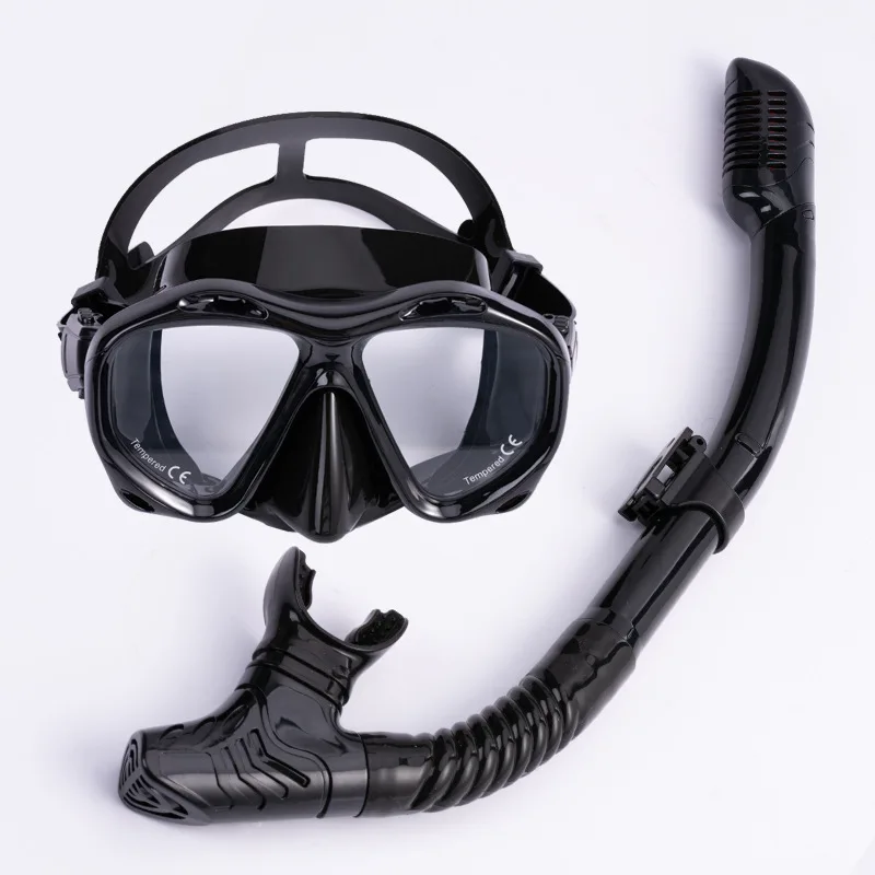 

Adult Diving Goggle Set HD Anti-Fog Goggles With Snorkel Tube Adjustable Large Frame Silicone Diving Mask Full Dry Snorkel
