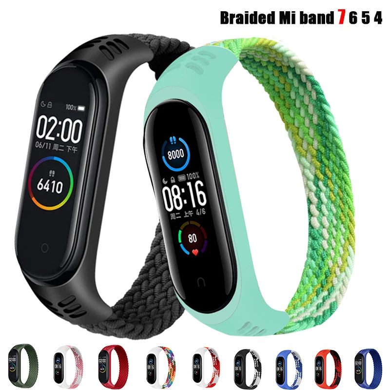 Нейлоновая плетеная соло-петля для Xiaomi Mi band 5 6 ремешок браслета 3 Miband 4 браслет xiaomi