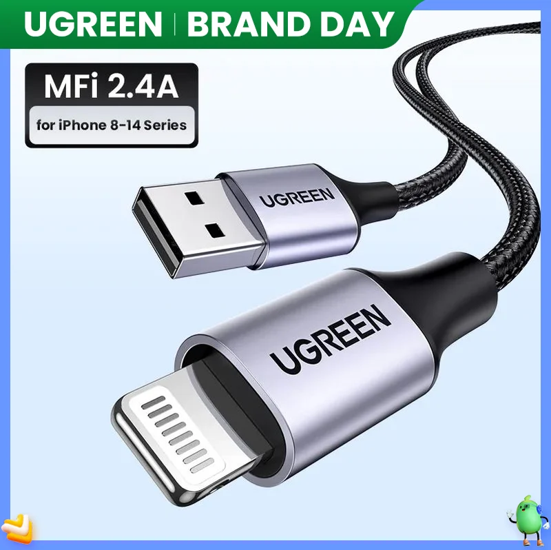 Cable Lightning to USB UGREEN 2.4A US199, 2m (silver) - ✓