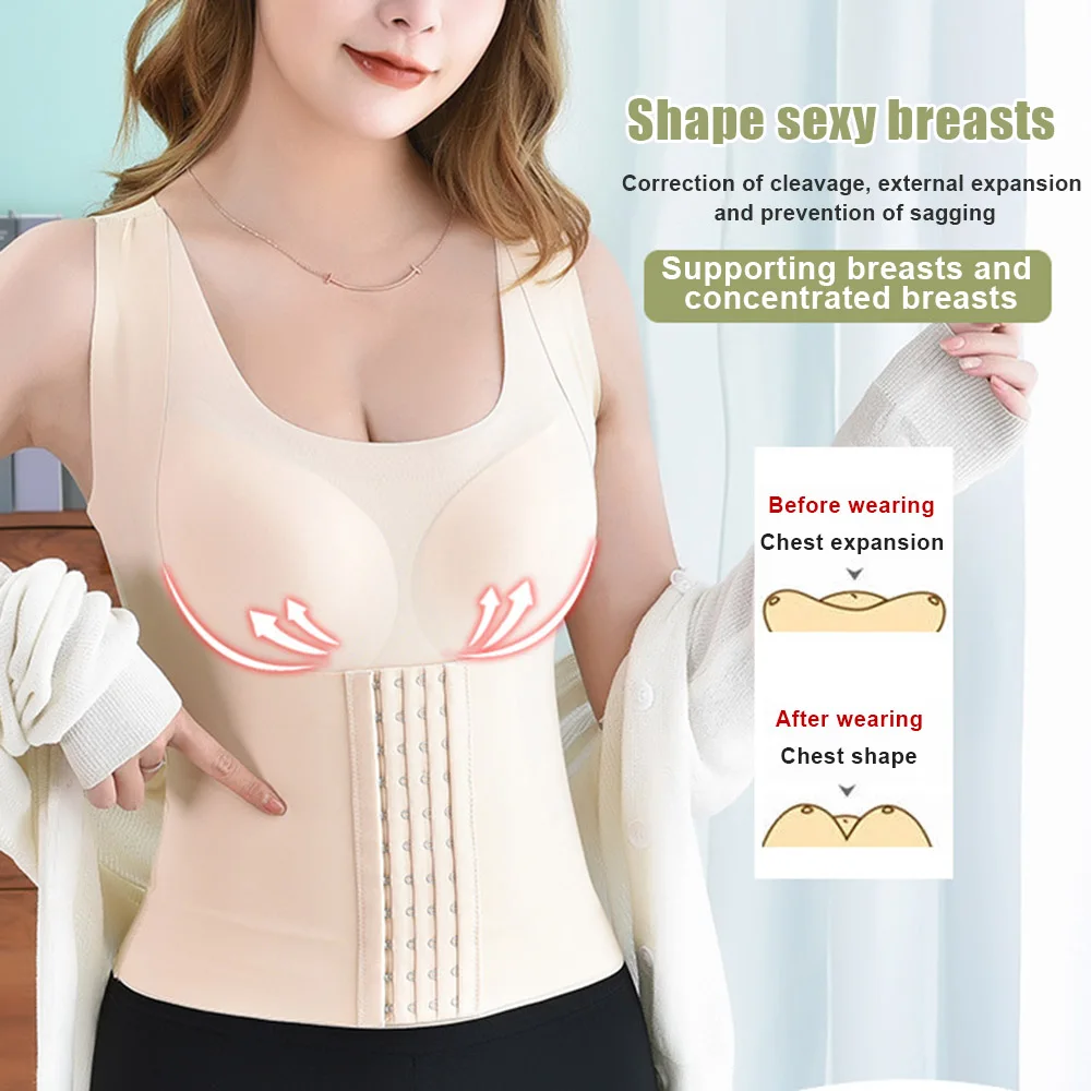 

Women Shapewear Padded Tummy Control Tank Top Corset Slimming Camisole Sheath Body Shaper Bra Posture Corrector Compression Vest