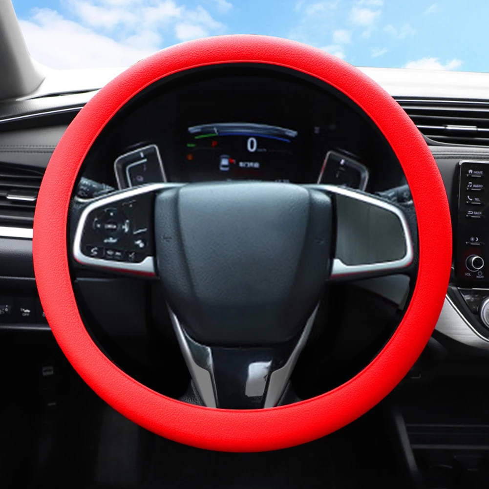 

Car Silicone Steering Wheel Cover Non-Slip Wear-resistant Protective Glove Cover Case For 33cm-42cm Car Accessories