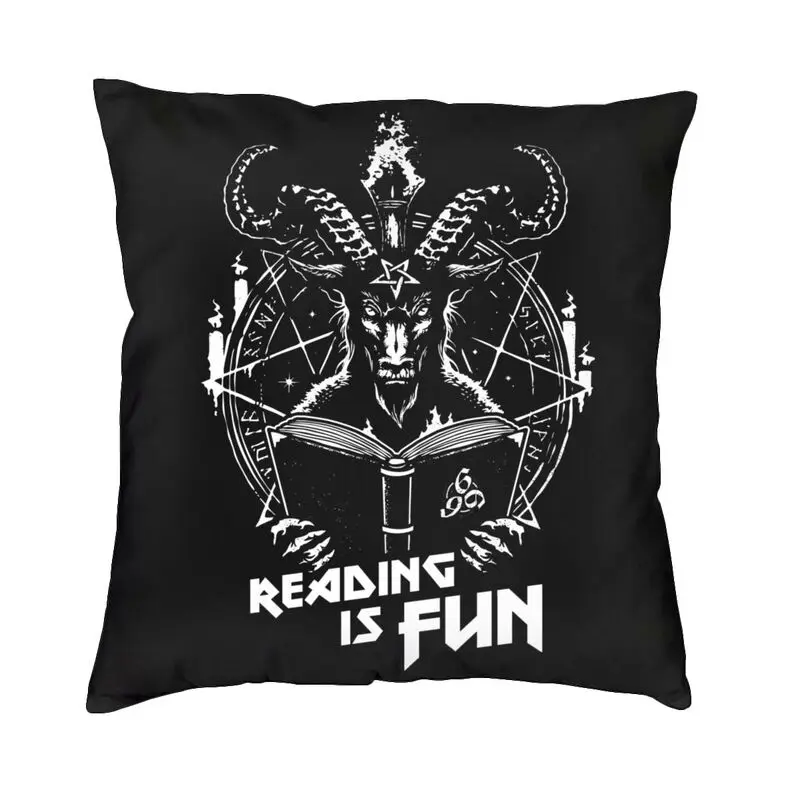 

Nordic Baphomet Throw Pillow Case Home Decor Satan Demon Geeks Reading Is Fun Cushion Cover 45x45cm Pillowcover For Living Room