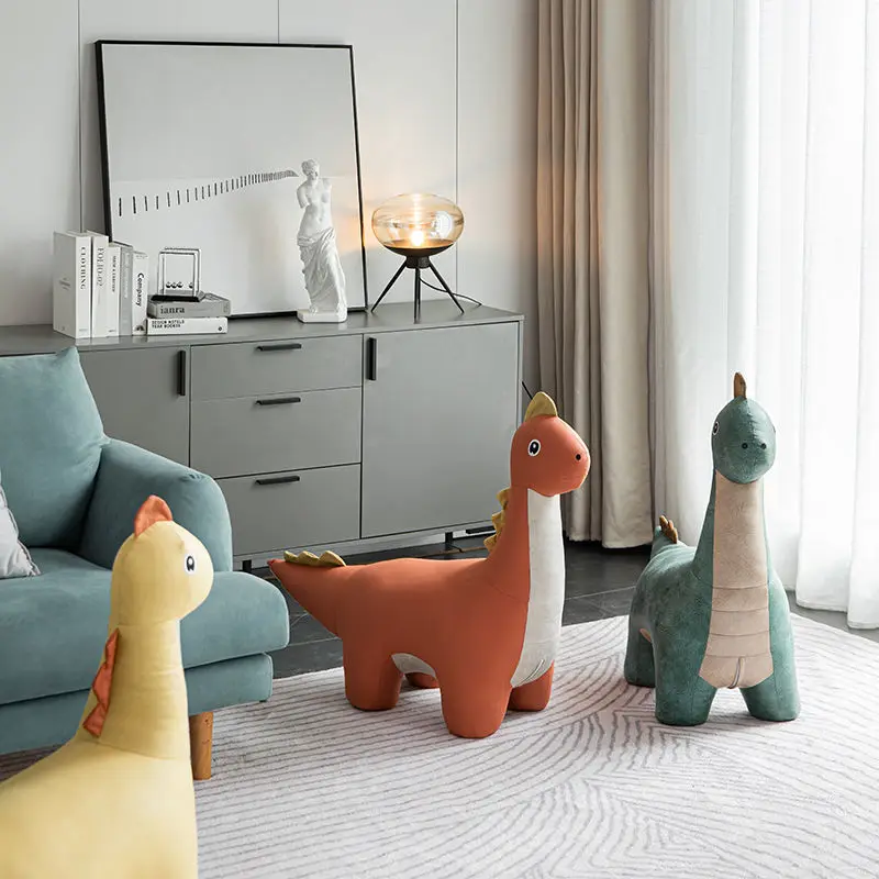 

Стул в форме динозавра для дома и детского сада креативный мультяшный стул из массива дерева стул для смены обуви