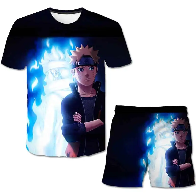 

Boys Clothing Japanese anime Tees Short 2PCS Summer Narutos Casual Children Clothing Cartoon Sets for Boys Girls 4-14 Years Suit