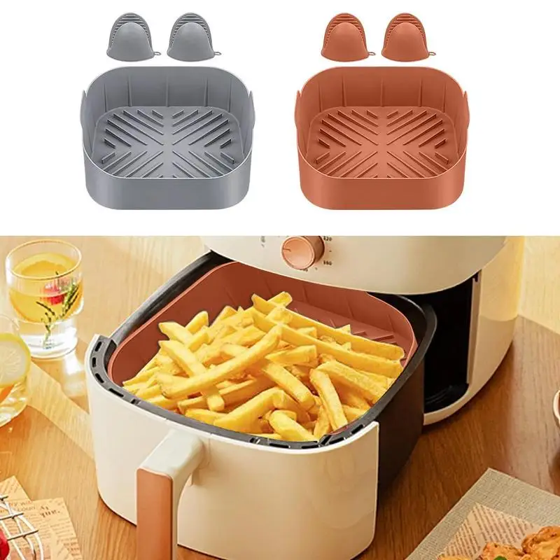 

Квадратная квадратная корзина для фритюрницы, безопасные инструменты для выпечки и кондитерских изделий, силиконовые аксессуары для фритюрницы, для микроволновой печи