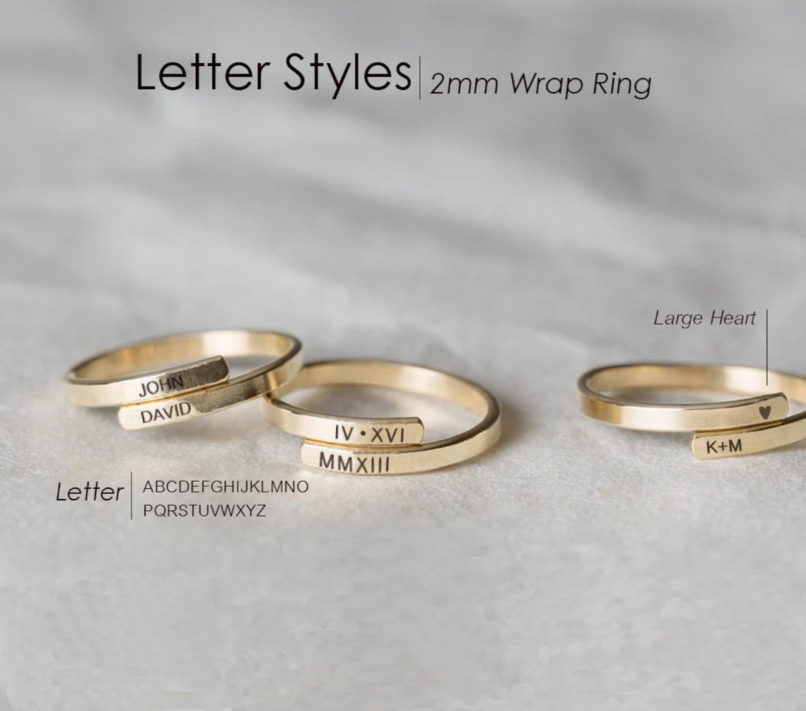 

Engraved Dainty Name Ring Personalized Custom Stacking Stainless Steel Ring for Her Birthday Gift Bridesmaid Gift for Mom