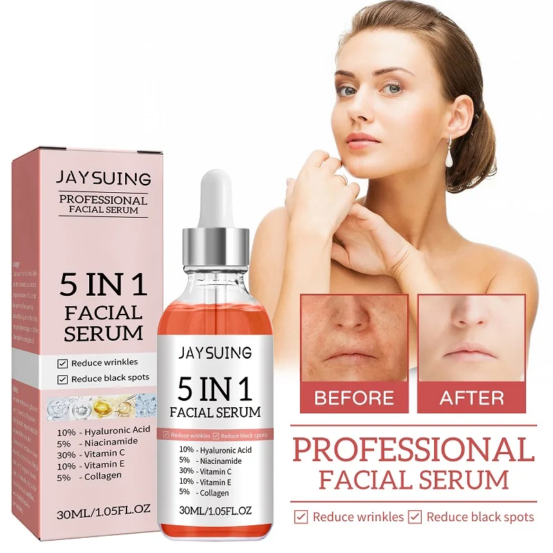 5 IN 1 Face Serum Nicotinamide Whitening Dark Spots Collagen Anti Aging Anti-Wrinkle Essence Hyaluronic Acid Hydrating Dryness