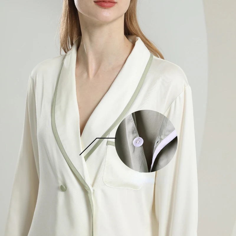 New Pajamas for Women's High-end Texture Casual Simple Home Suit Breathable and Comfortable Nightwear with Turn-over Collar